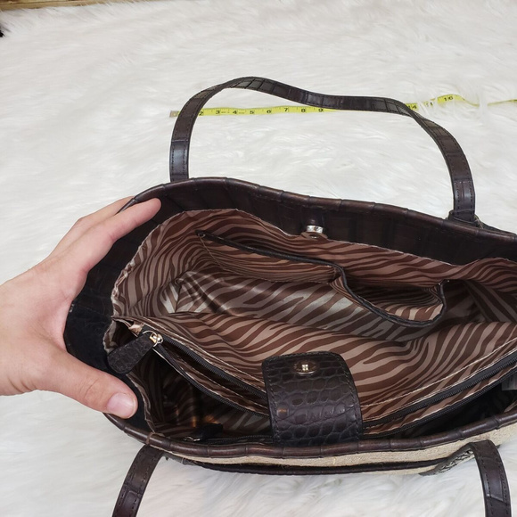 Dana Buchman Womens Leather & Straw Tote Bag - Picture 5 of 8